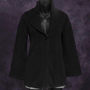 Black Knit Bell Sleeve Babydoll Cardi